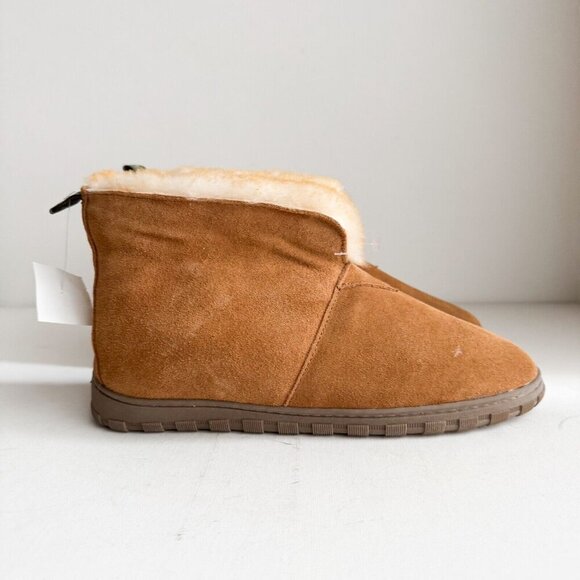 Cloud Nine Sheep Skin Suede Brown High Top Bootie Slippers 11 - Picture 1 of 7